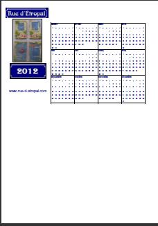 Rue d'�tropal 2012 calendar (A5 landscape) - French