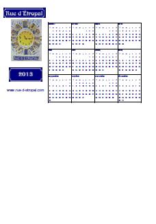 Rue d'�tropal 2013 calendar (A5 landscape) - French