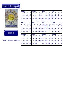 Rue d'�tropal 2013 calendar (A5 landscape)