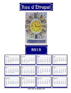 Rue d'�tropal 2013 calendar (A4 portrait)