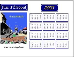Rue d'tropal 2022 calendar (A4 landscape)