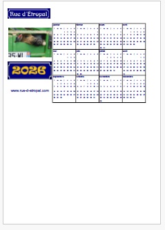 Rue d'�tropal 2026 calendar (A5 landscape) - French