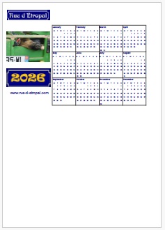 Rue d'�tropal 2026 calendar (A5 landscape)