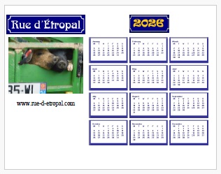 Rue d'�tropal 2026 calendar (A4 landscape)