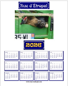 Rue d'�tropal 2026 calendar (A4 portrait) - French