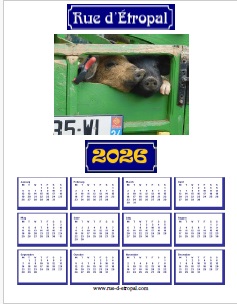 Rue d'�tropal 2026 calendar (A4 portrait)